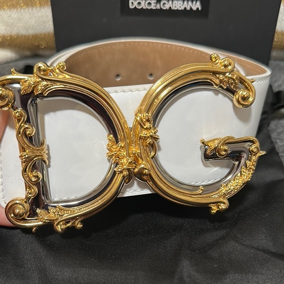Dolce & Gabbana Gold Buckle White Belt main image 6